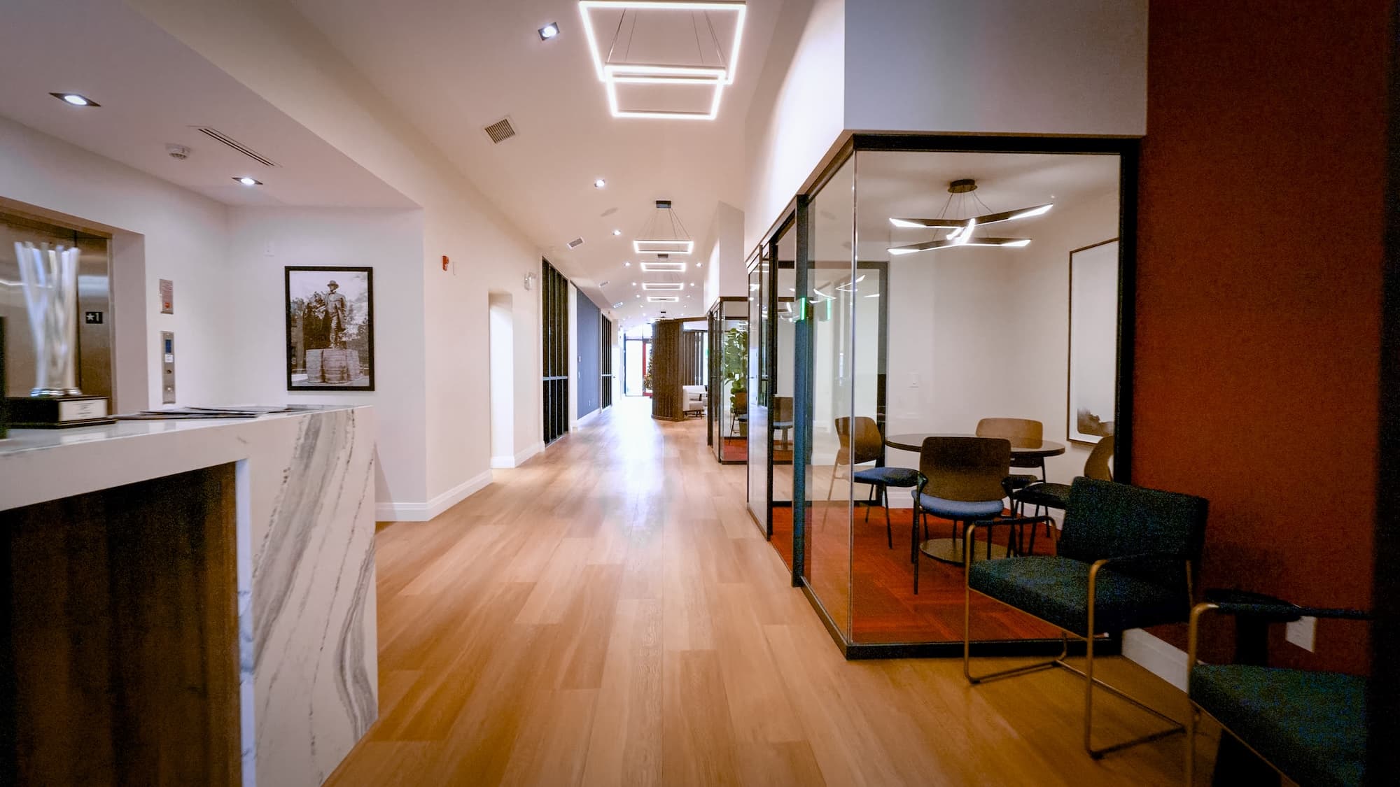 Team Goran commercial project by Timberland Homes — office layout